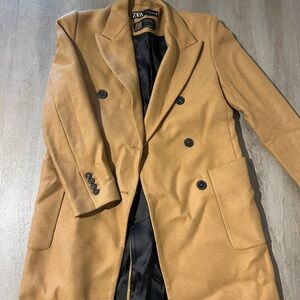 Zara Woman's Camel Double-Breasted Coat